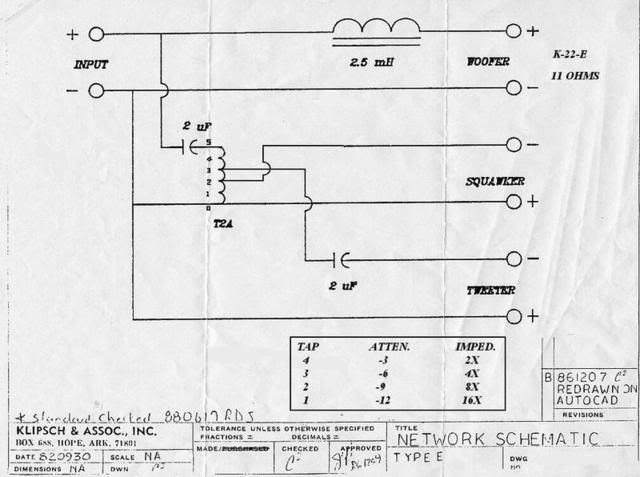 Klipsch Type E crossover schematic